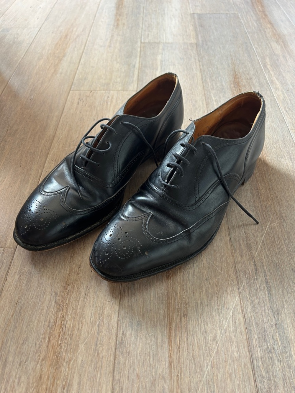 VTG Alan McAfee Mens WingTip Leather Lace Up Derby Dress Shoes Black Size 8.5 E